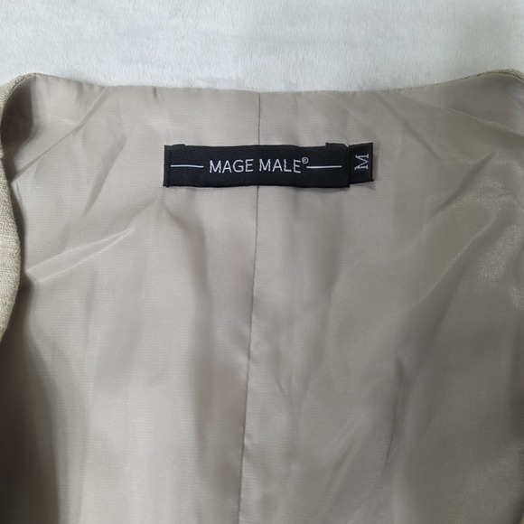 Mage‎ Male Mens Medium Beige Linen Blend 5 Button Vest Formal Dance Wedding - Picture 7 of 9
